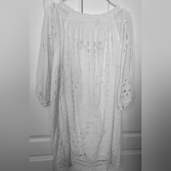 New With Tag Michael Kors White Eyelet Crochet Pull Over Dress Womens Sz Large - Picture 2 of 6